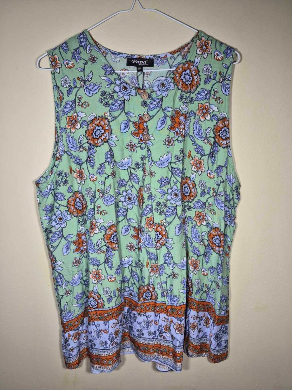 Papa Fashions Vancouver Sleeveless Floral Blouse Top NWT XL